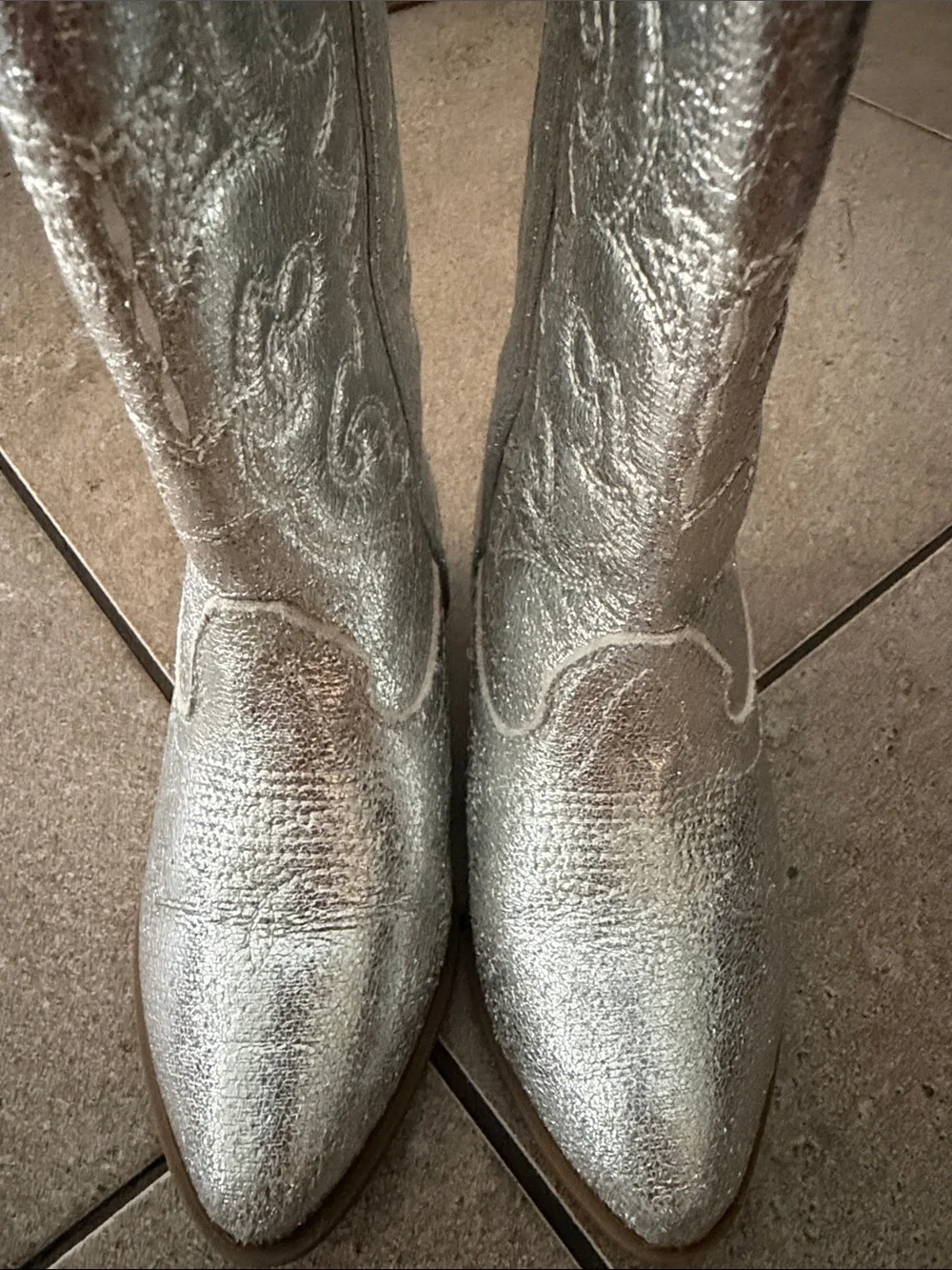 Tucker + Tate Metallic Silver Kids Cowboy Boots